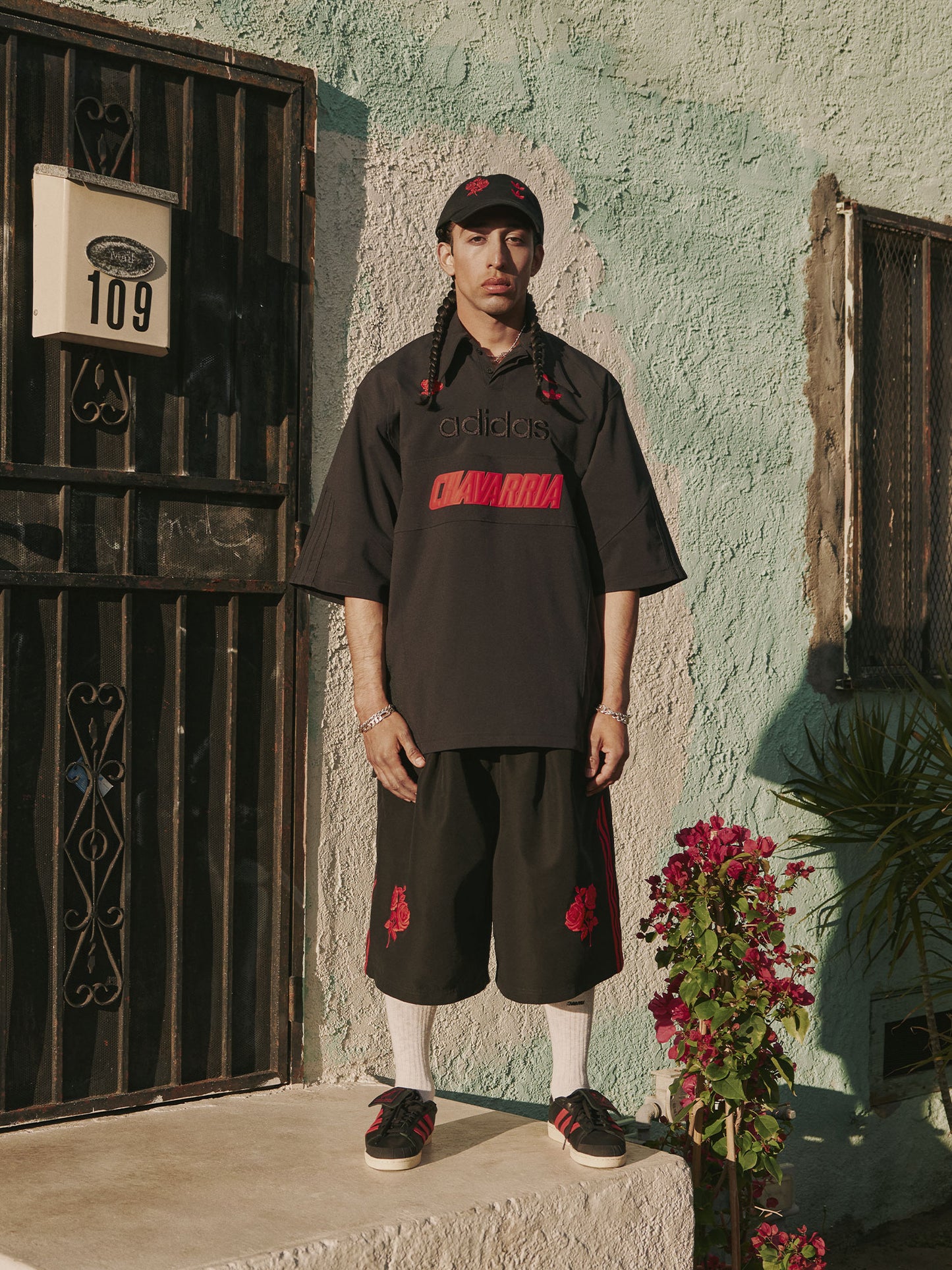 Technical fabric polo shirt with mesh inserts Adidas for Willy Chavarria