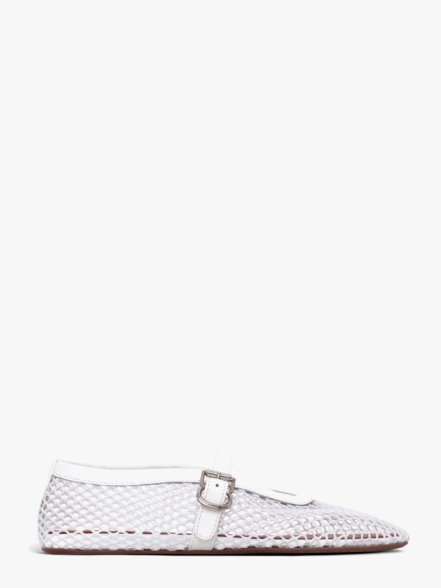 Mesh ballerinas with patent leather inserts