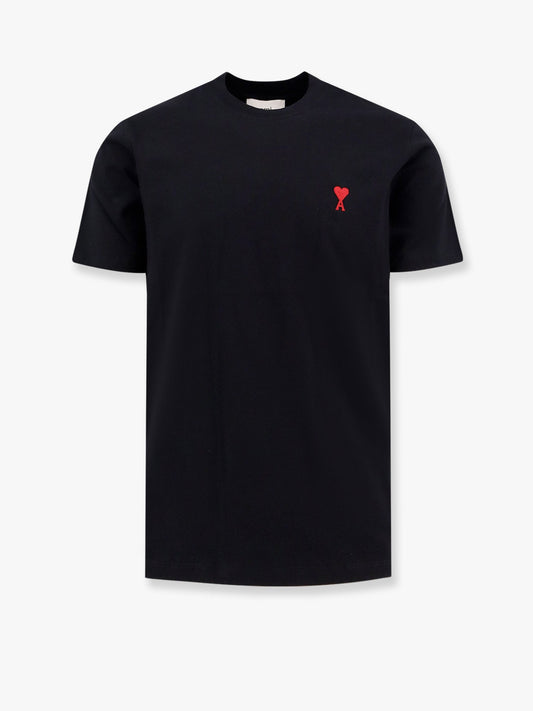 T-shirt in cotone biologico con ricamo logo in contrasto