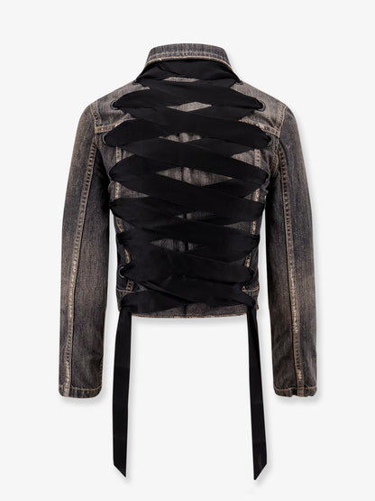 Denim jacket with satin laces thumbnail