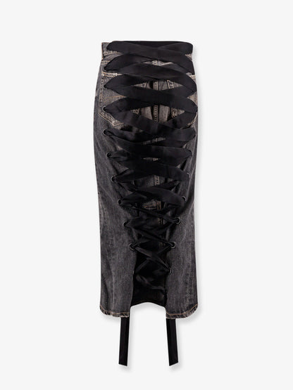 Denim skirt with laces interwining thumbnail