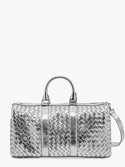 Silver leather duffle bag with intrecciato motif thumbnail