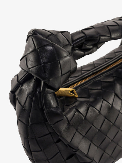 Mini jodie leather handbag with intrecciato motif thumbnail