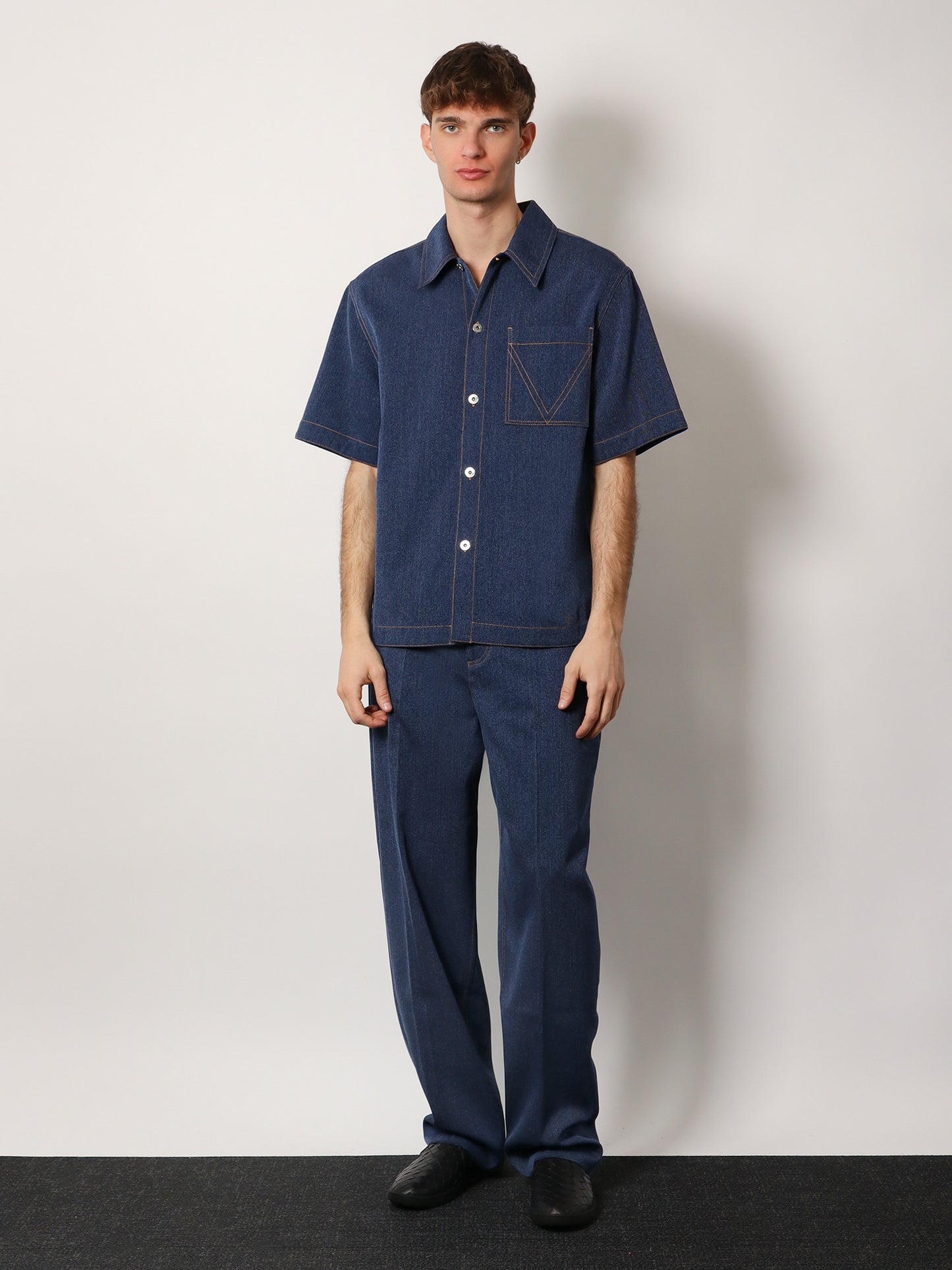 Camicia in lana e cotone