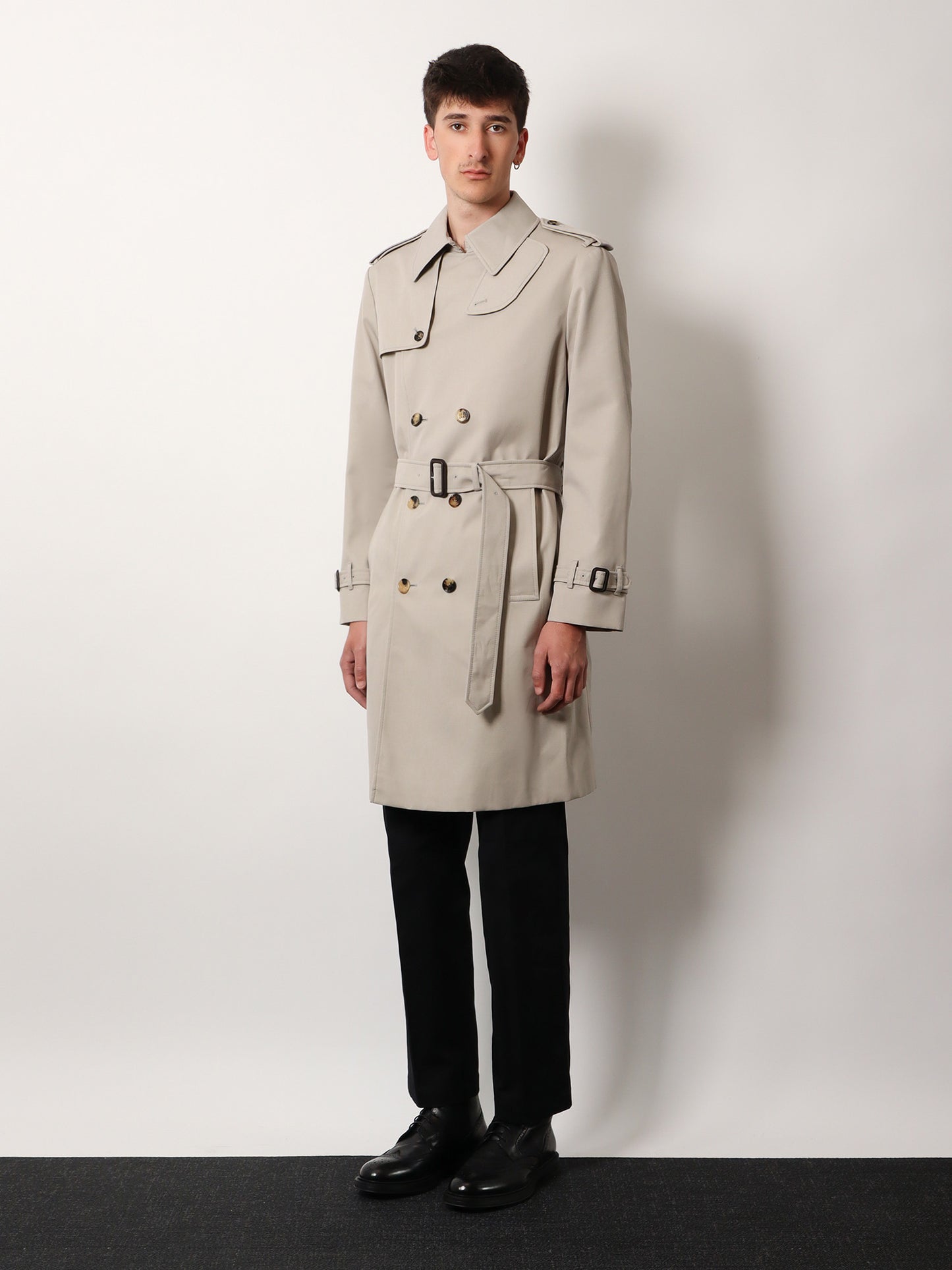 Trench in misto cotone con interno check