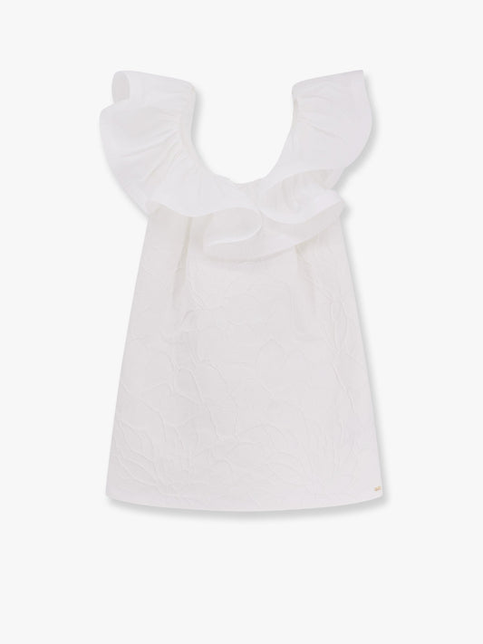 Floral jacquard mini dress with ruches