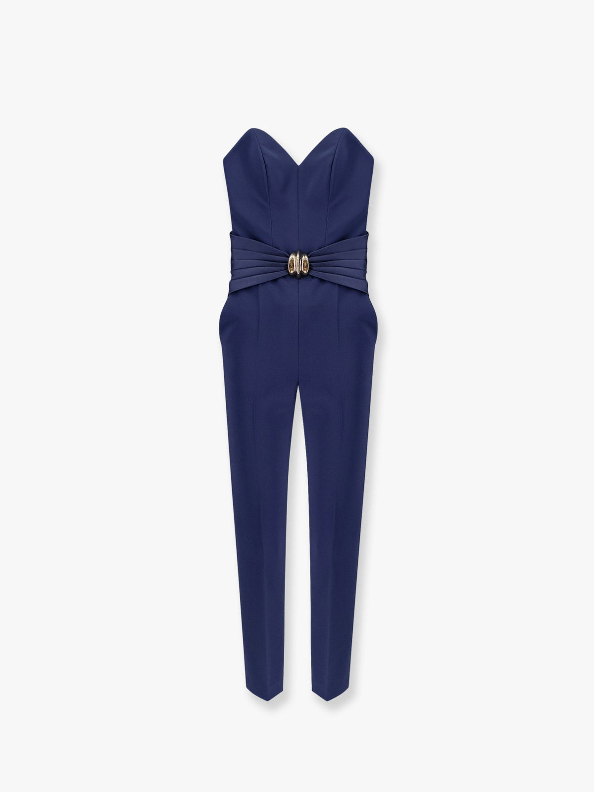 ELISABETTA FRANCHI Strapless Jumpsuit with Waist Belt
