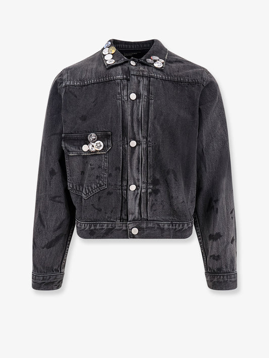Denim jacket with distressed effect