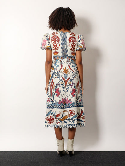 Linen dress with floral prints thumbnail