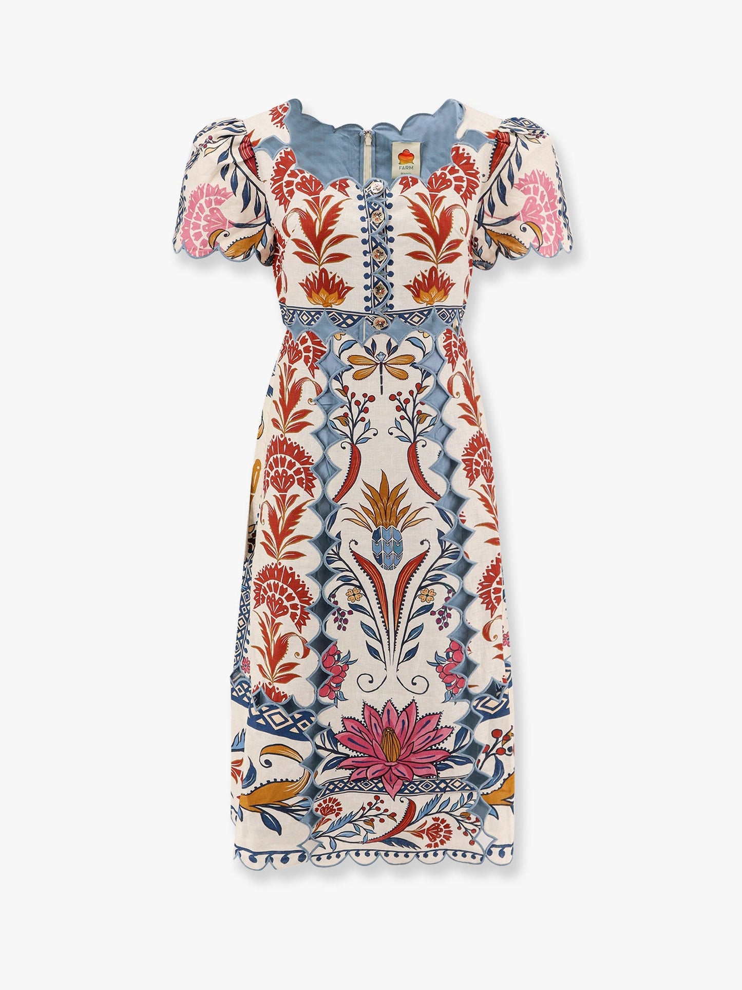 Linen dress with floral prints