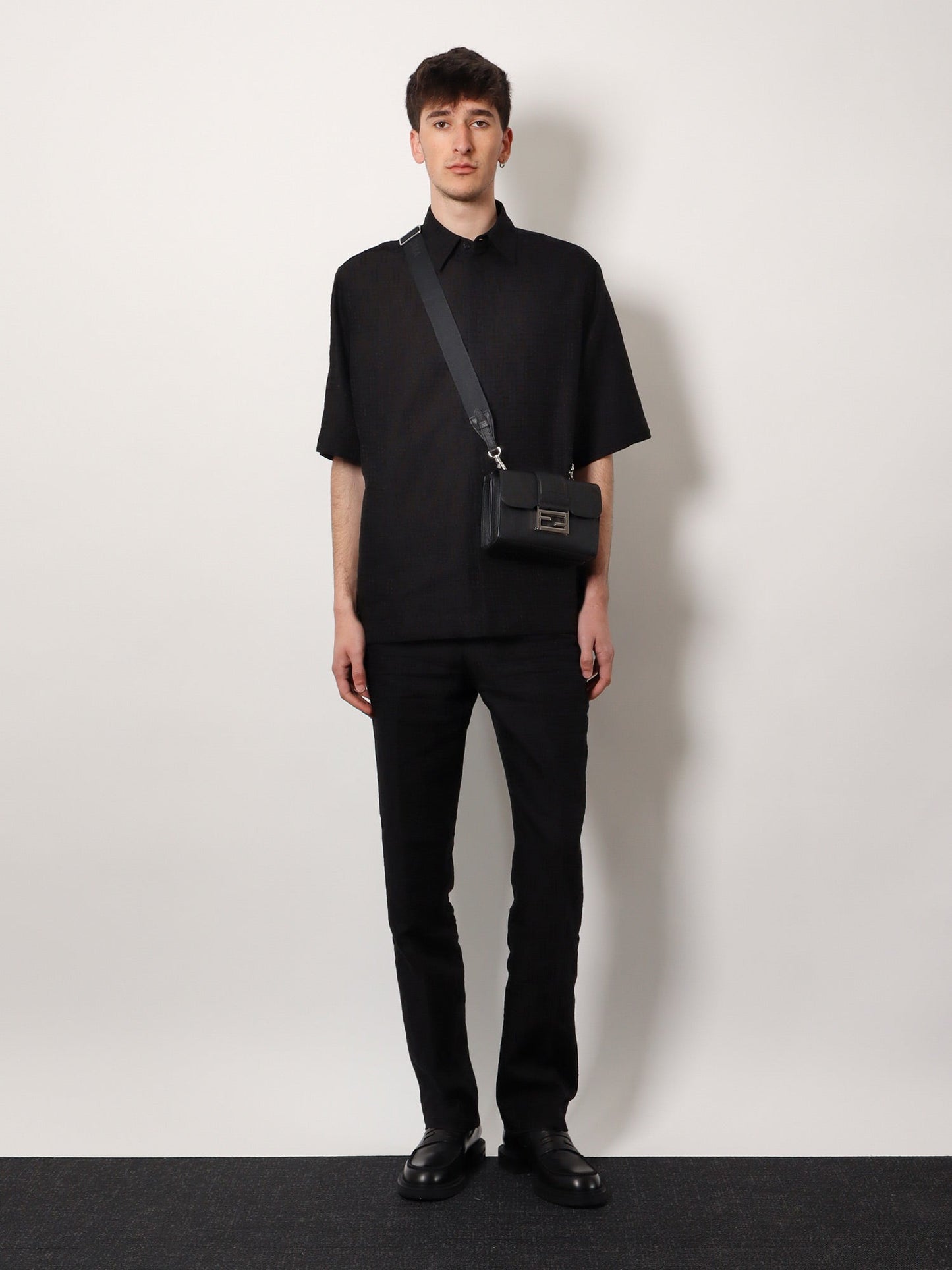 Baguette double leather shoulder bag