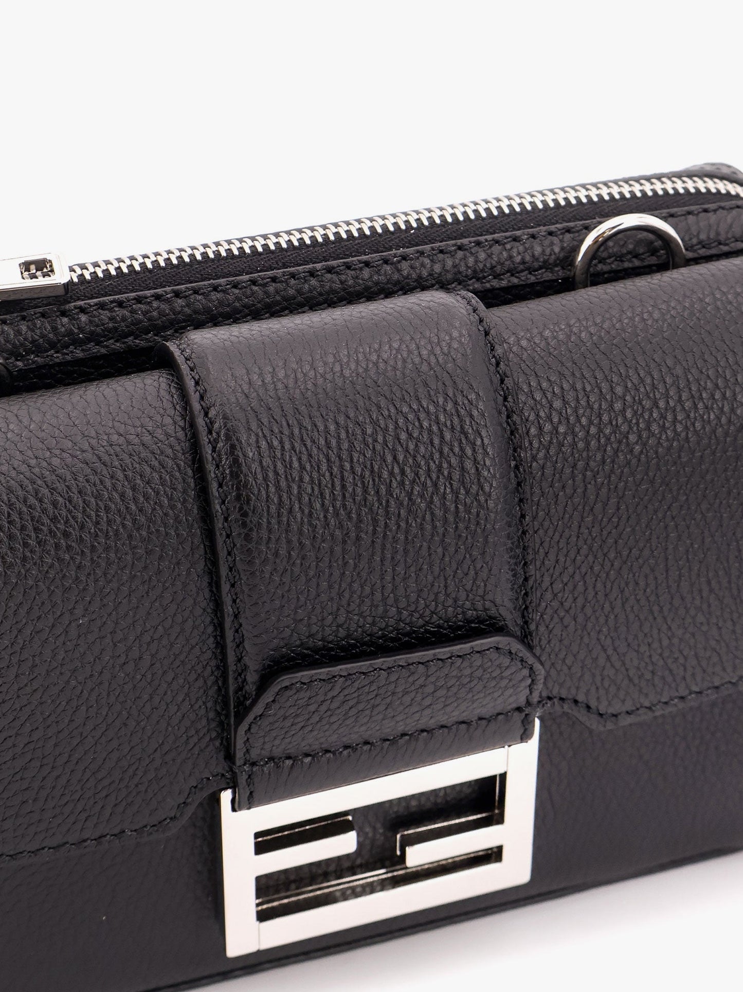 Baguette double leather shoulder bag