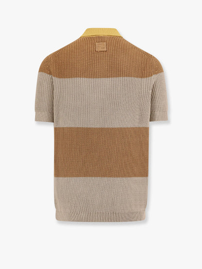 Striped cotton polo shirt with fendi club coat of arms thumbnail