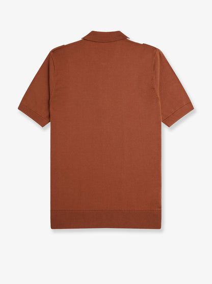 Cotton knit polo shirt with striped motif thumbnail