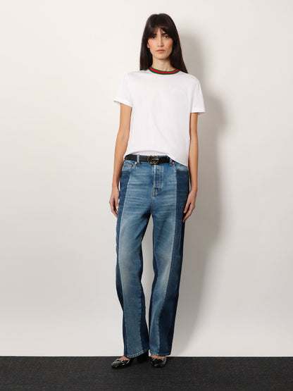 T-shirt in cotone con logo gucci in rilievo thumbnail