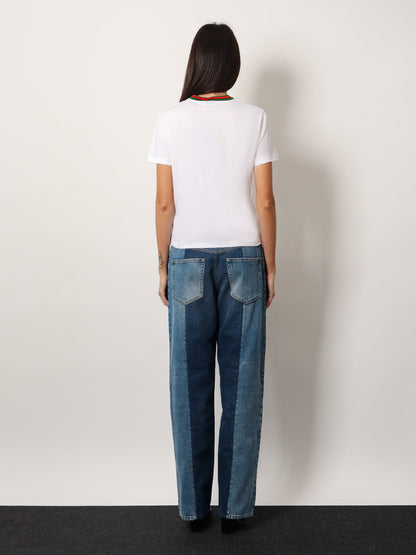 T-shirt in cotone con logo gucci in rilievo thumbnail