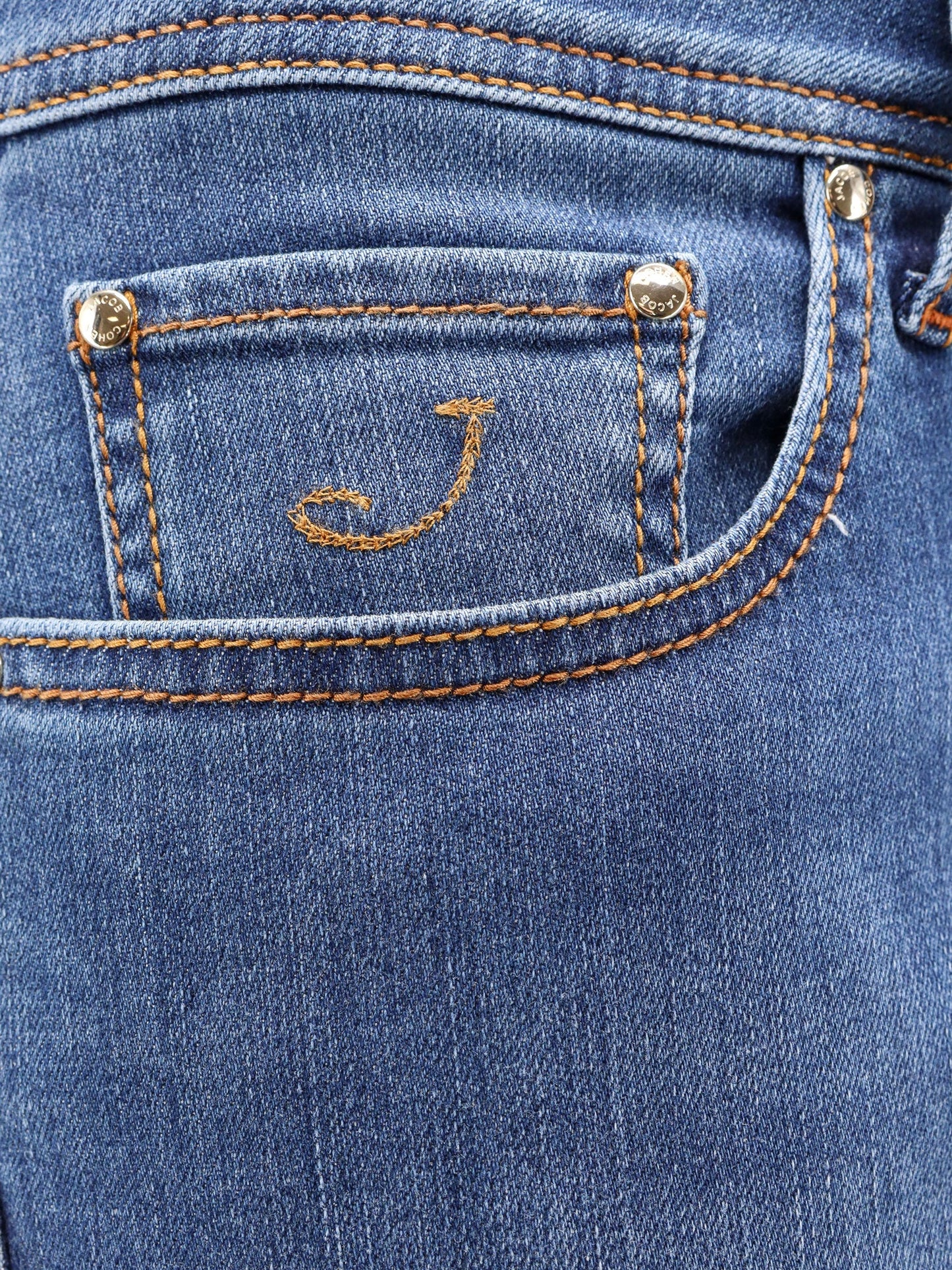 Bard stretch cotton jeans with iconic handkerchief