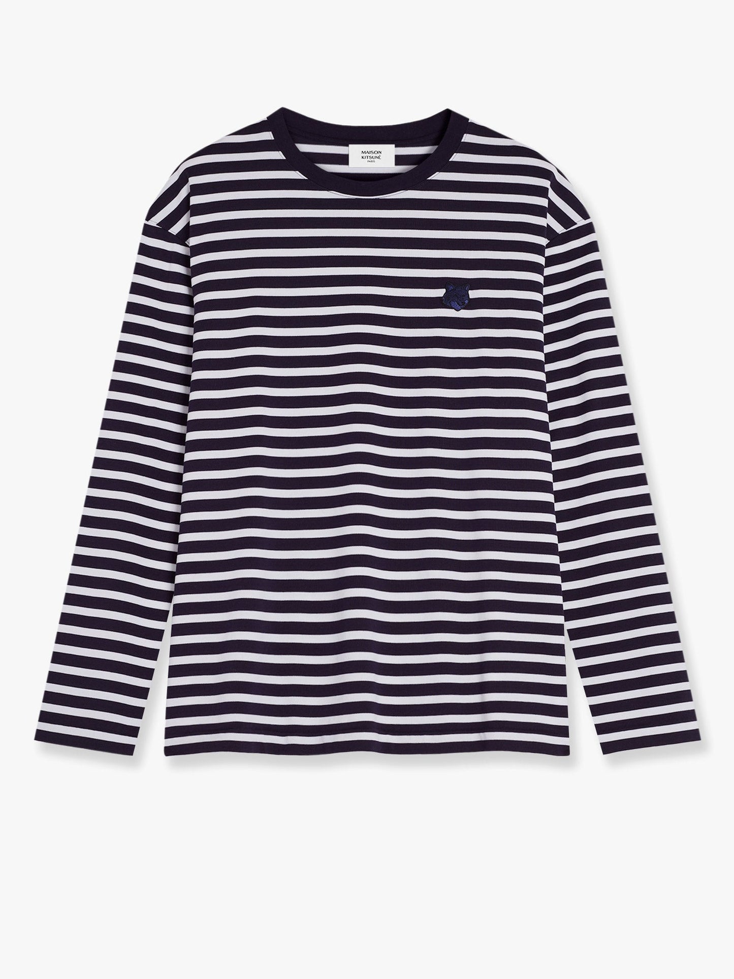 Striped cotton sweater with iconic logo patch