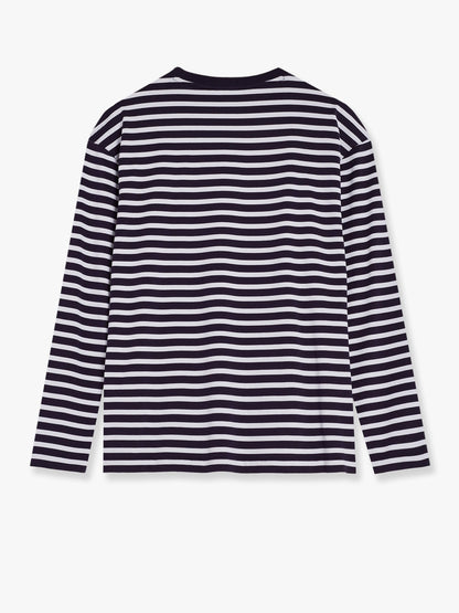 Striped cotton sweater with iconic logo patch thumbnail