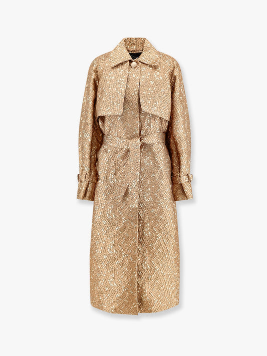 Salsa oversize jacquard fabric trench with mosaic effect