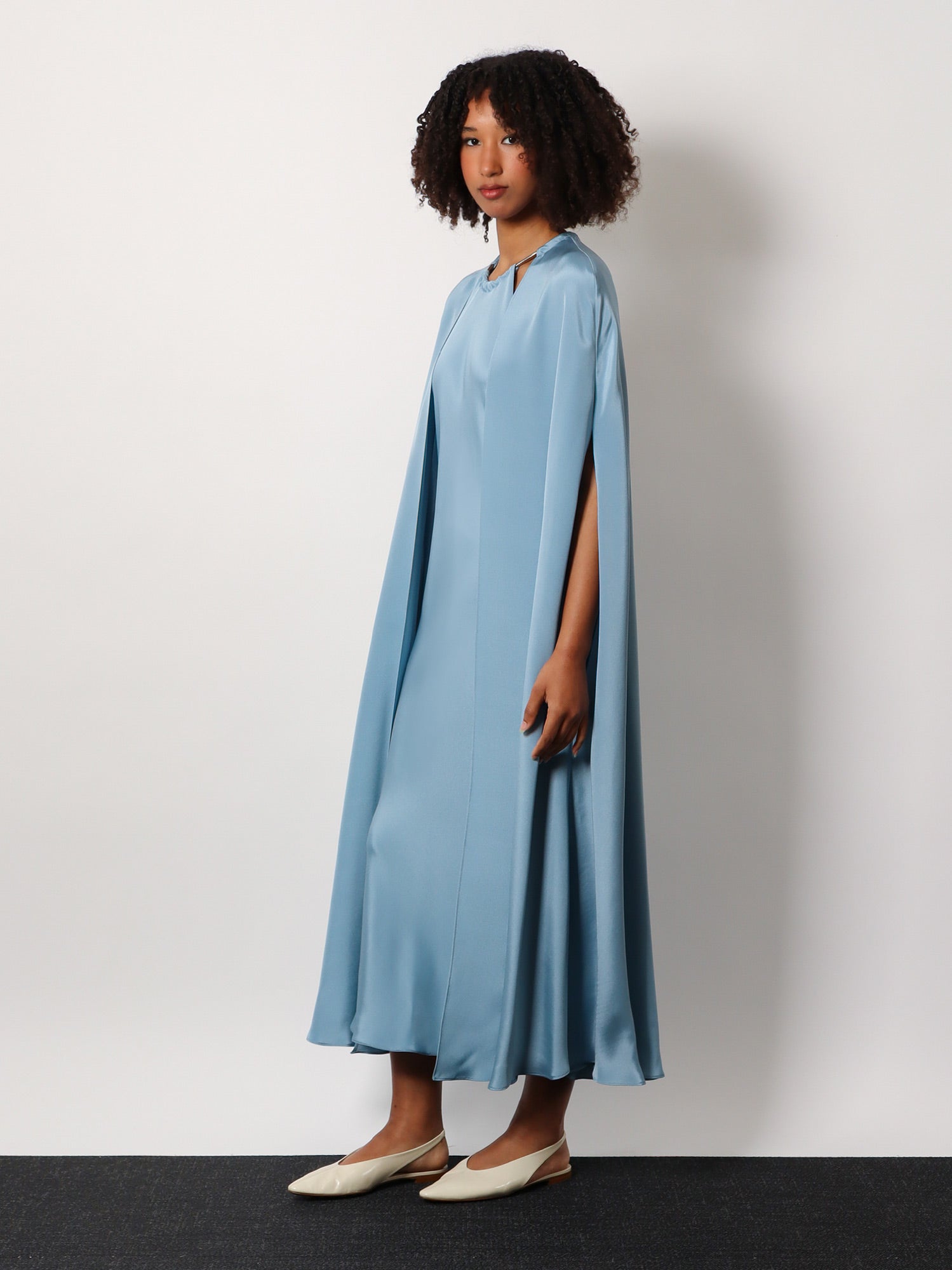 Managua silk long dress with silk cape and metal detail MAX MARA Managua silk long dress with silk cape and metal detail MAX MARA