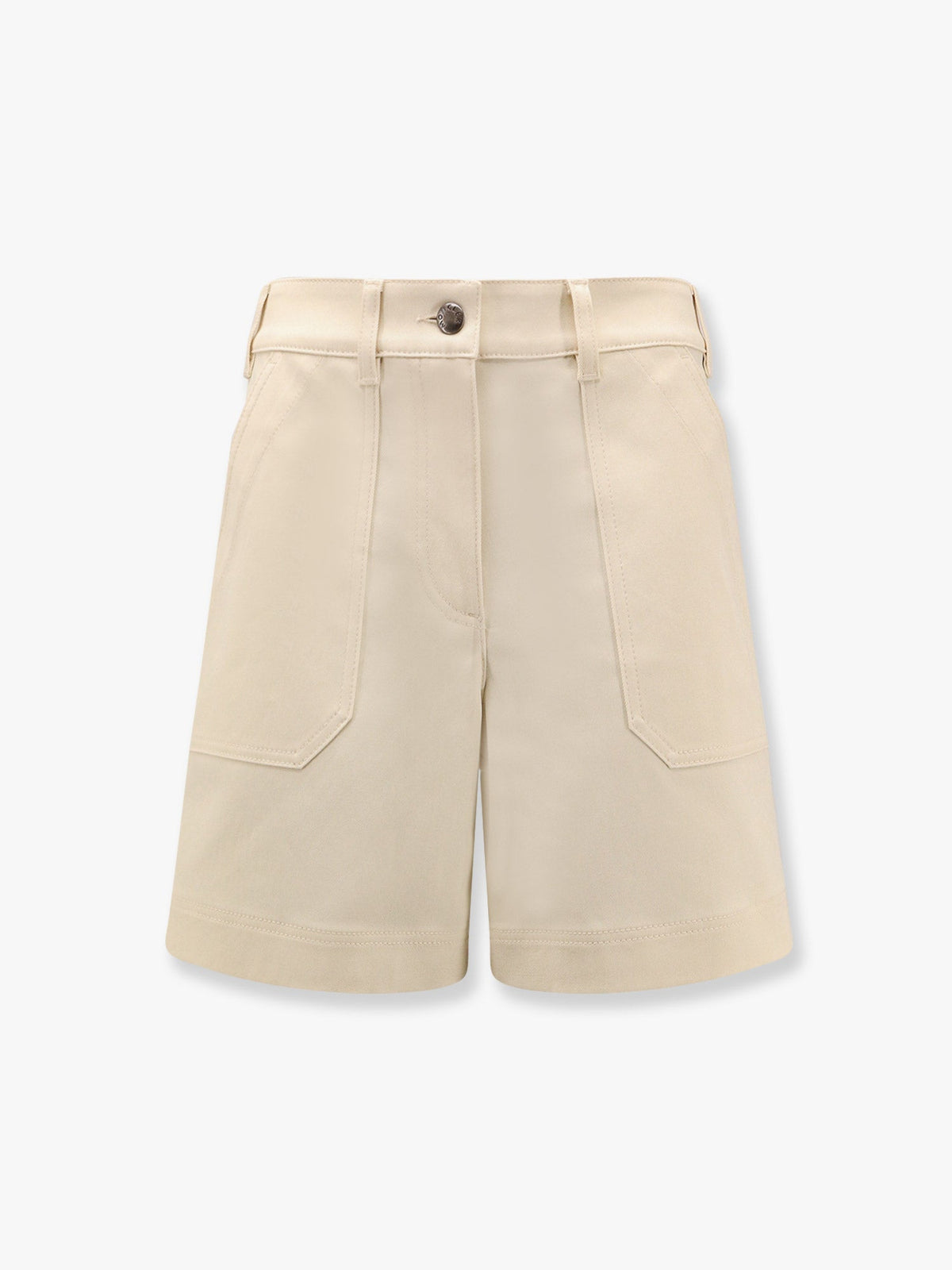 MONCLER Stretch Cotton Shorts with Maxi Logo Patch