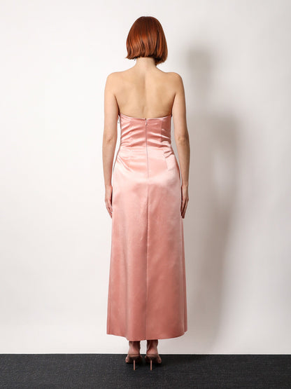 Satin long dress with bustier thumbnail