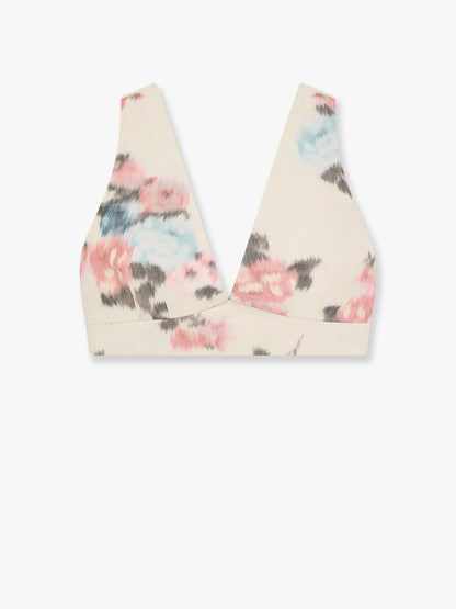 Linen blend top with floral print thumbnail