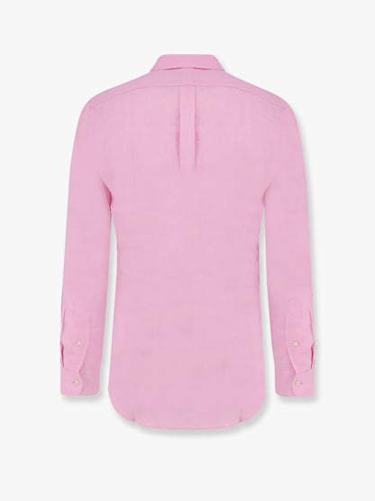 Camicia in lino con ricamo logo thumbnail