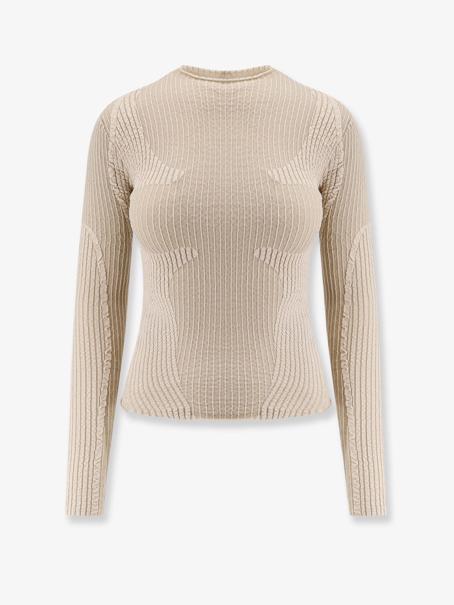 Wavy stretch cotton blend top