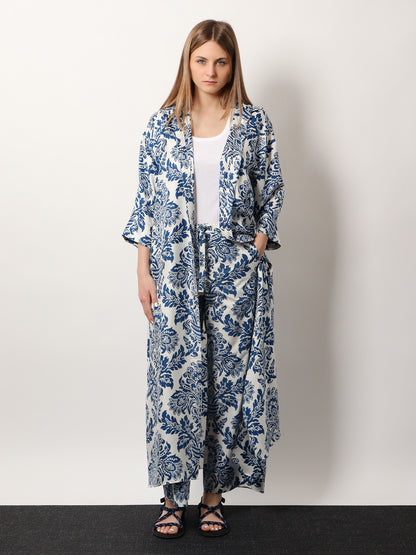 Merano cotton trousers with floral print thumbnail