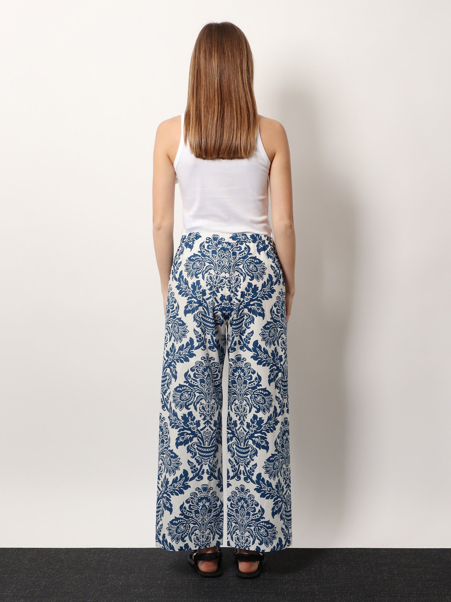 Merano cotton trousers with floral print