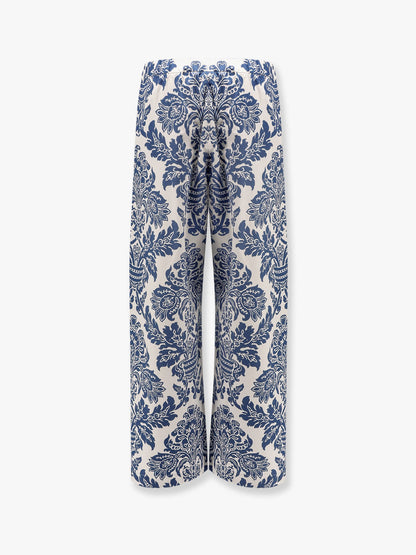 Merano cotton trouser with floral print thumbnail