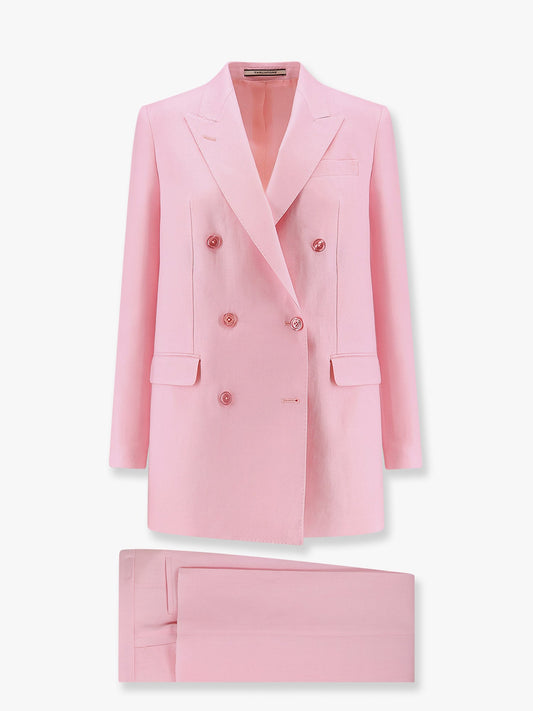 Cotton and linen blend suit with peak lapels