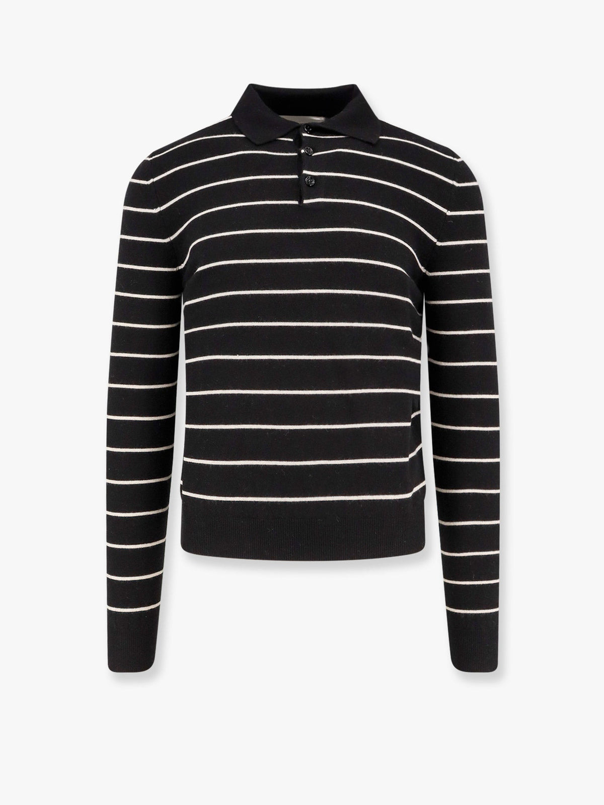 Super fine merino wool striped polo shirt