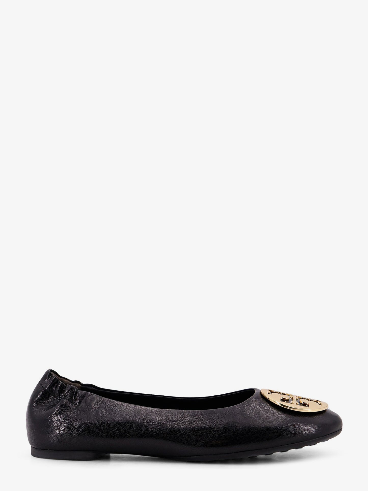 Leather ballerinas with metal logo on the front