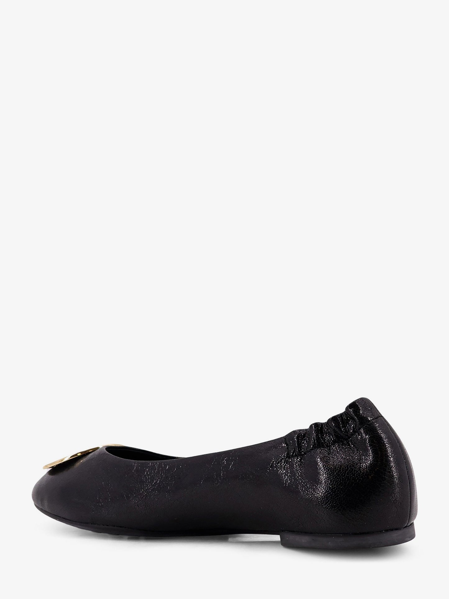 Leather ballerinas with metal logo on the front