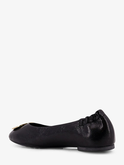 Leather ballerinas with metal logo on the front thumbnail