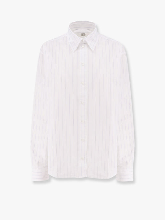 Striped organic cotton shirt with monogram embroidered logo