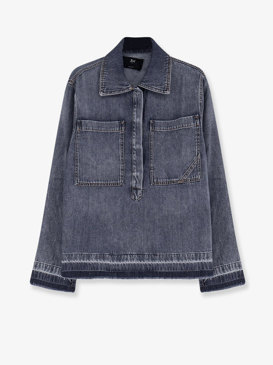 Denim shirt with frayed edges