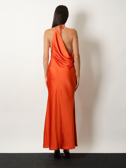 Satin long dress thumbnail