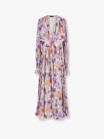 Long dress with multicolor floral print thumbnail