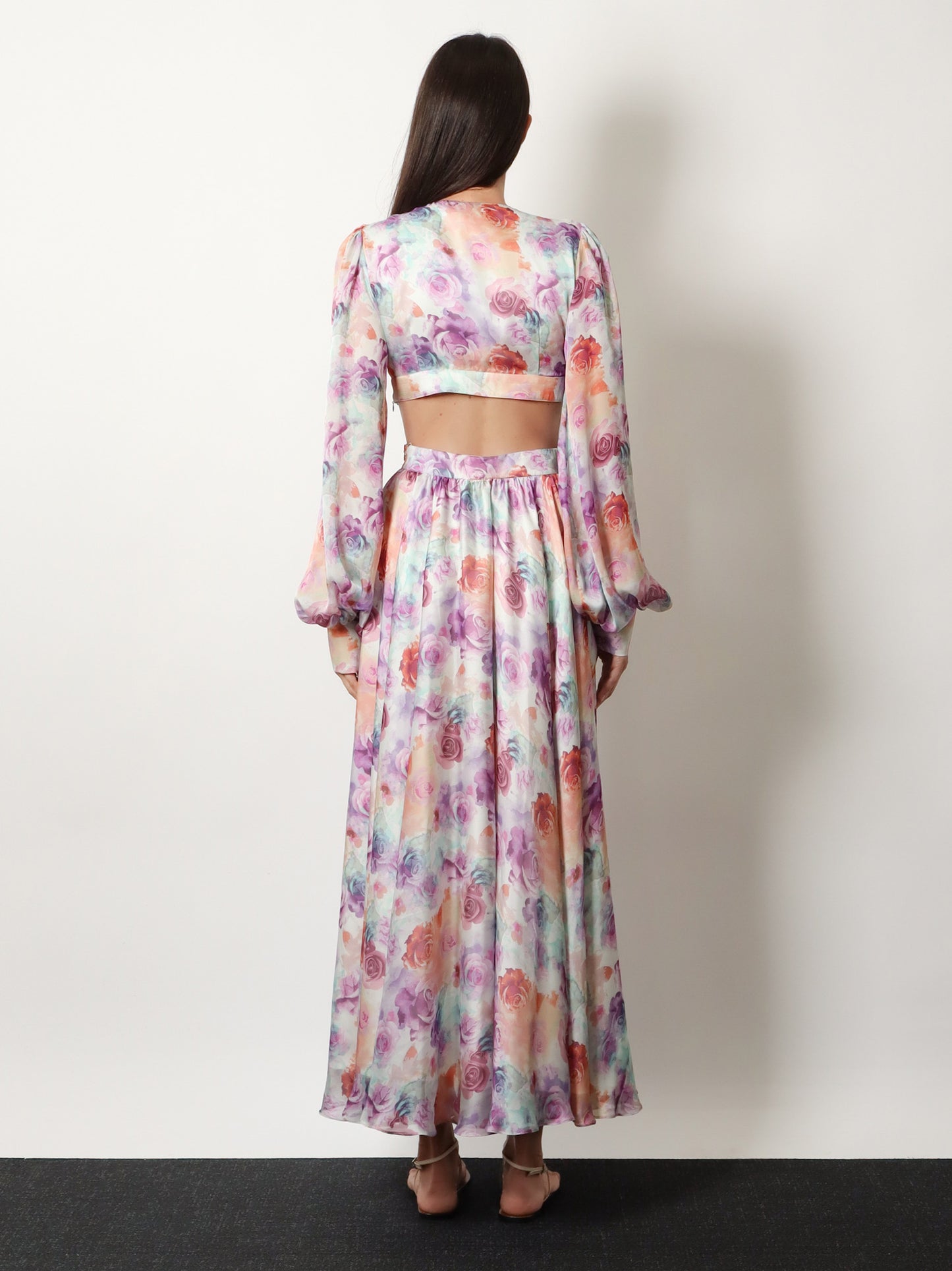 Long dress with multicolor floral print