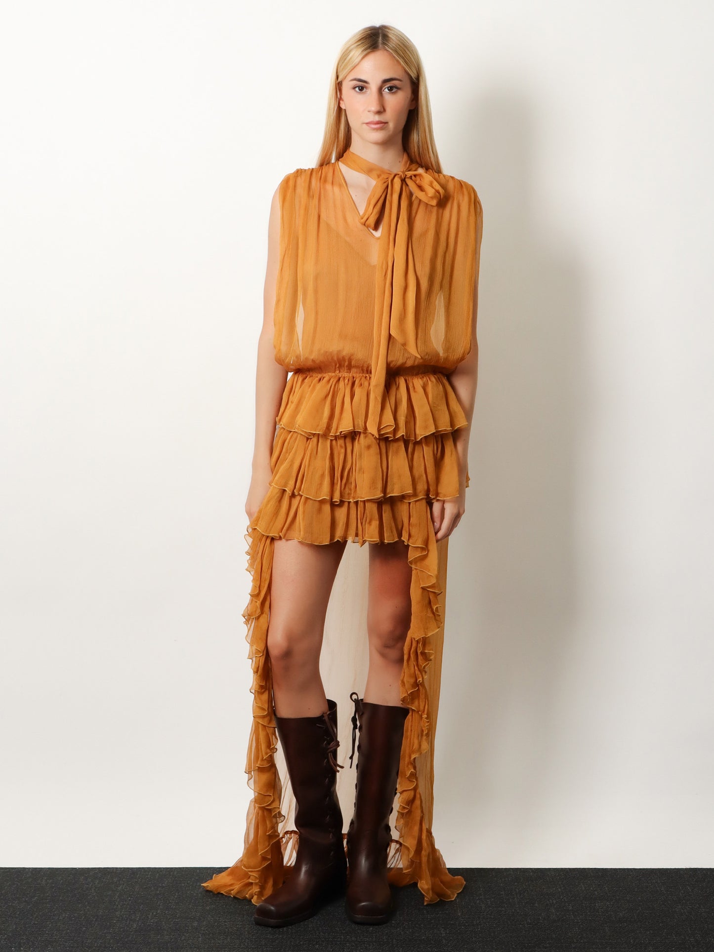 Asymmetric voile dress