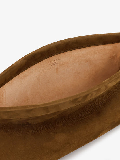 East West leather shoulder bag with engraved logo lettering thumbnail