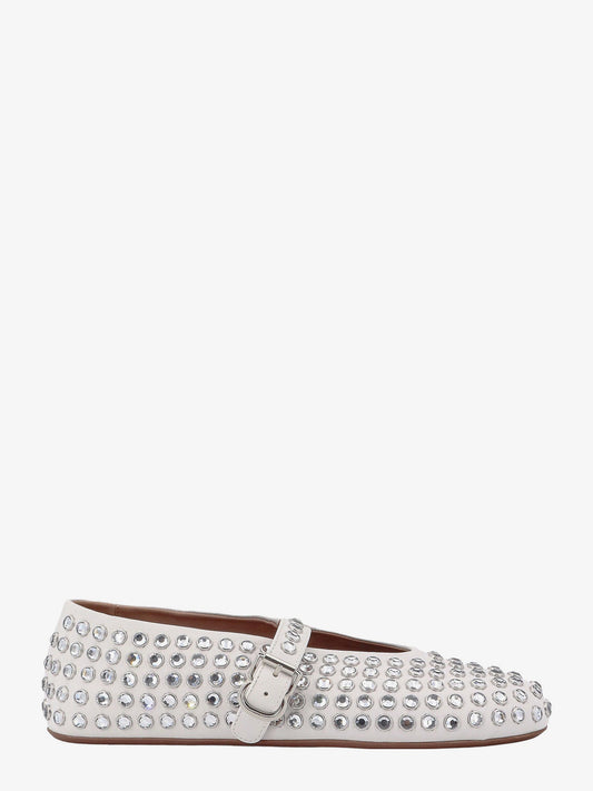 Leather ballet flats with rhinestones