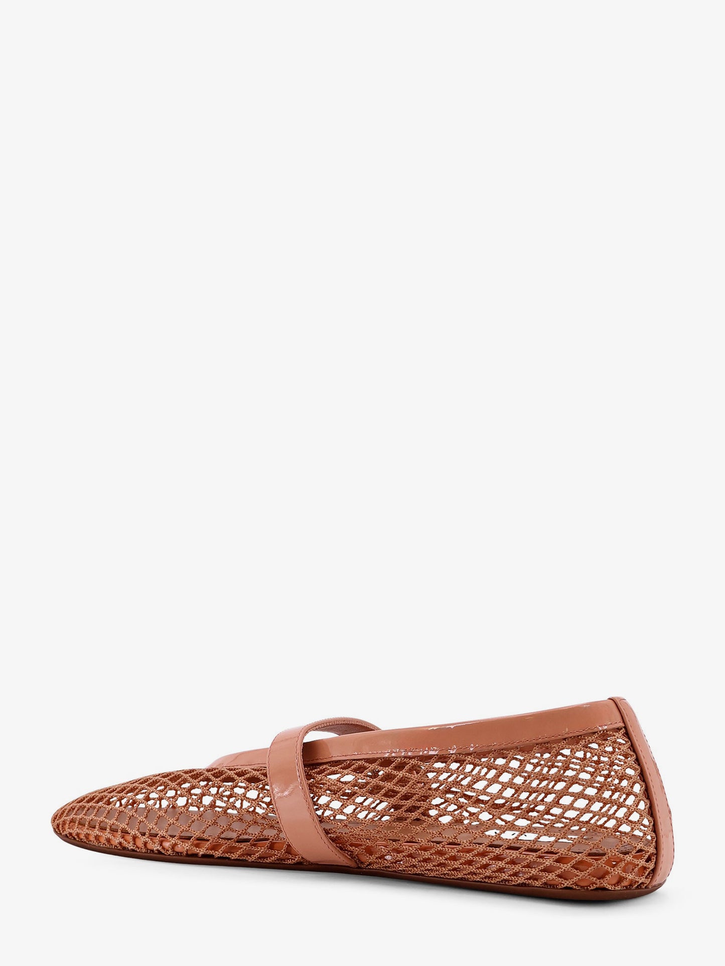 Fishnet ballet flats with leather profiles