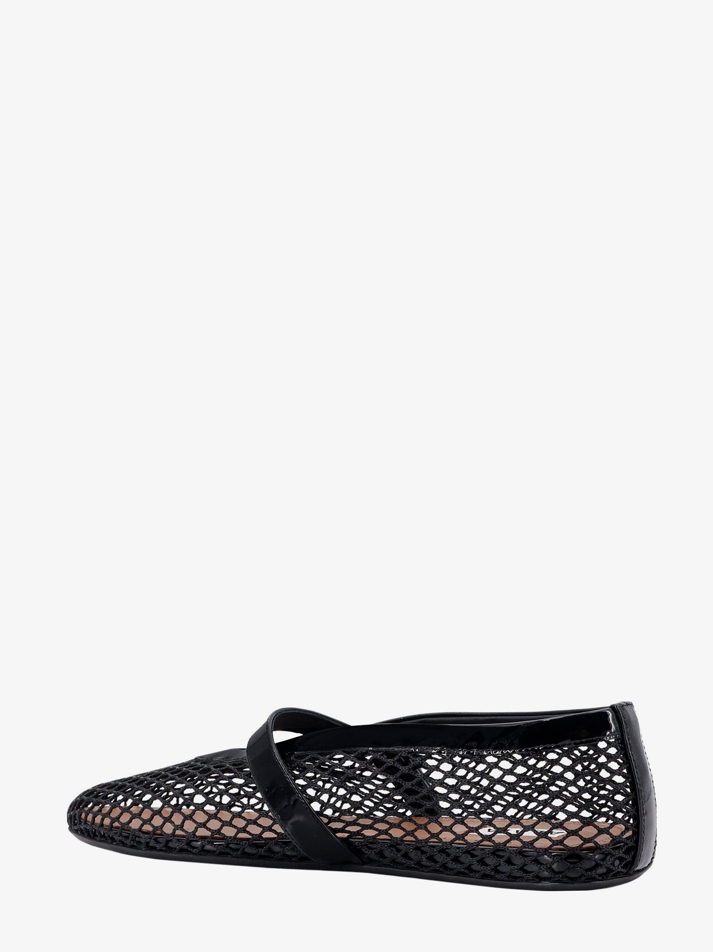 Fishnet ballerinas with leather profiles