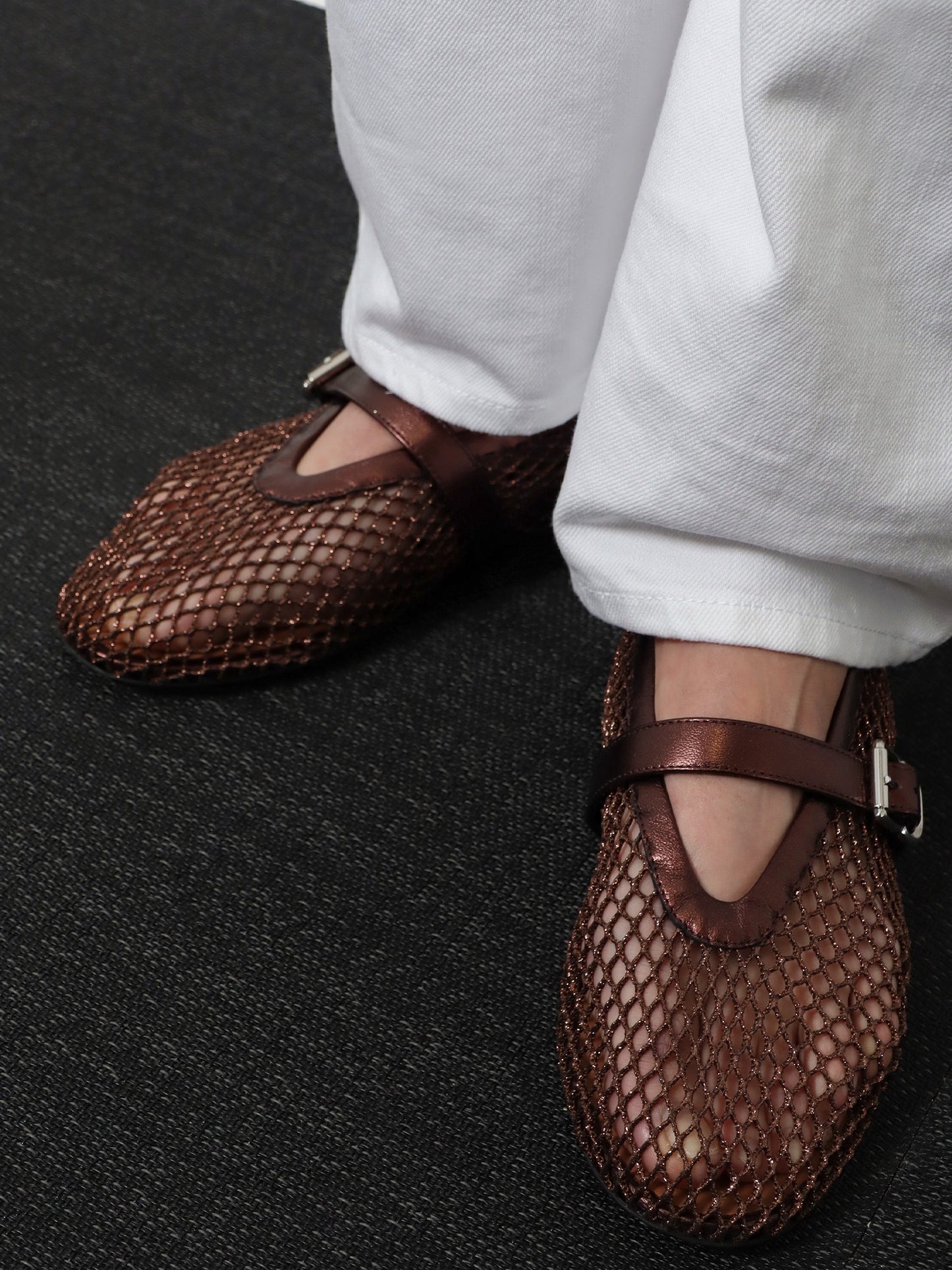 Ballet Flats in mesh and leather