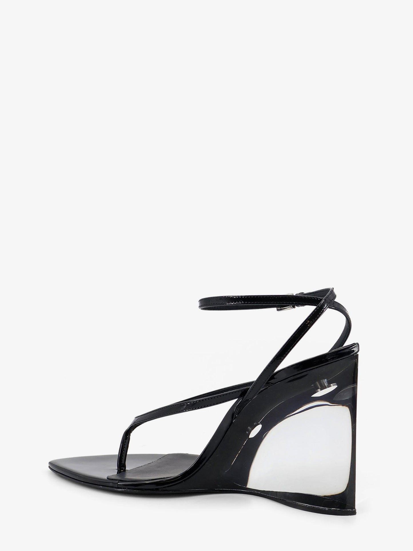 Leather sandals with plexiglass heels